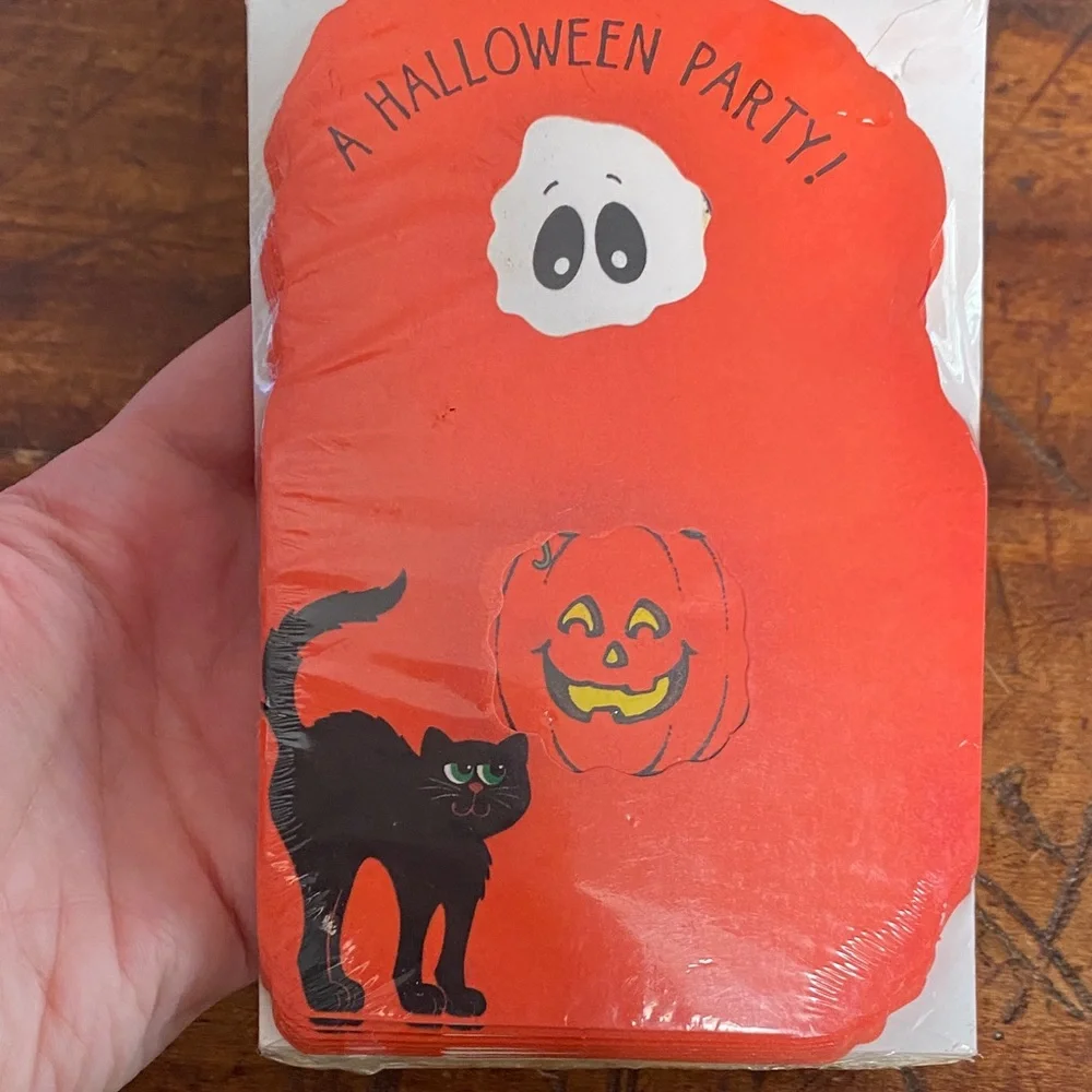 2 Packs of Vintage Hallmark Halloween Party Invitations - Orange and Black